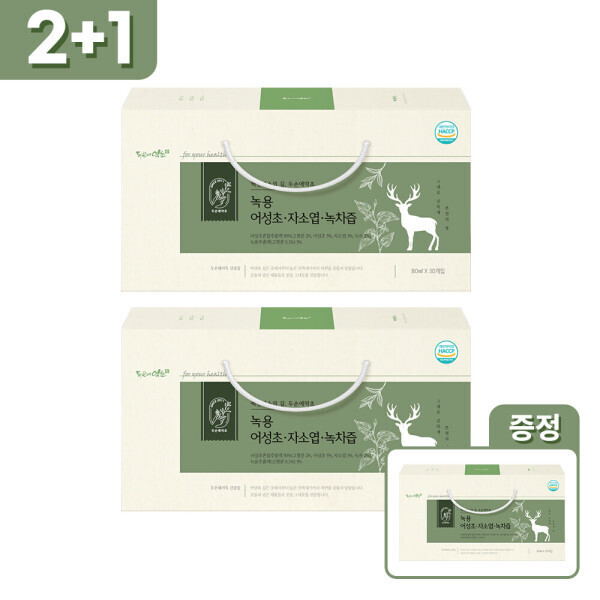 두손애약초 2+1 녹용 어자녹 어성초 자소엽 녹차즙 80ml 30포 시음용 10포 추가 증정