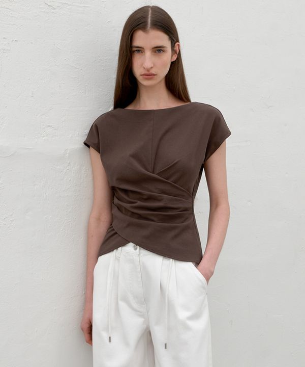 [아틀리에나인] (T-7048)LOWER WAIST TUCK JERSEY TOP_NMO3NJ-T7048M0