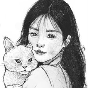 사이즈업 서비스✏️사각사각 감성적인 연필 드로잉, 유코