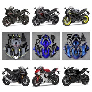 R1 2015 오토바이 풀 페어링 키트 2016 2017 2018 2019 차체 커버링 브라이트 블루 프린트 레드