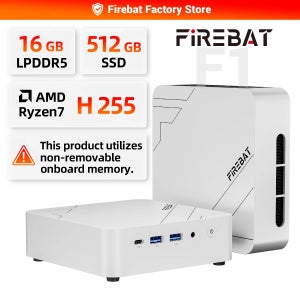 FIREBAT F1 미니 PC AMD Ryzen 7 H255 LPDDR5 16GB RAM 512GB SSD WIFI6 BT5.2 휴대용 데스크탑 미니 PC 윈도우 11 데스크탑 컴