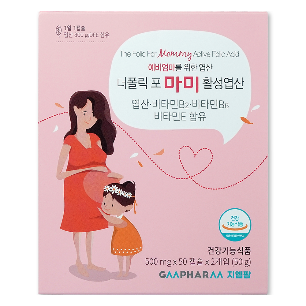 지엠팜 <b>더폴릭포 마미</b> 엽산 비타민 영양제  50정  2개