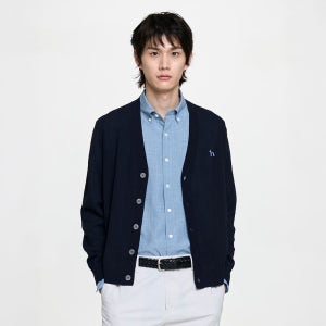 헤지스 남성 로고자수 린넨혼방 가디건 S 95 HZSW6B202N2