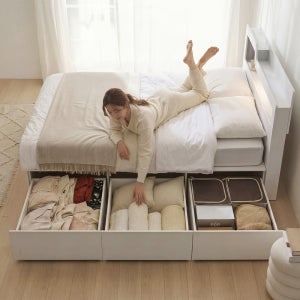 보루네오 프라임 올슨 LED 빅수납 퀸사이즈 침대 Q+유로탑P70T