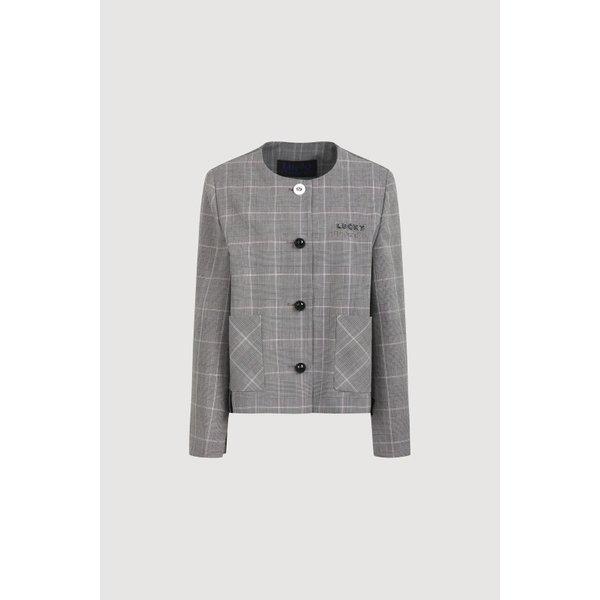 럭키슈에뜨 Gingham Check 라운드넥 자켓 LFJAM26310