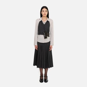 아모멘토 Pleated Wool Culotte Charcoal