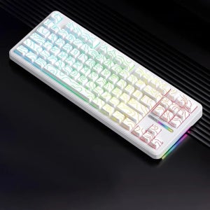 AULA 독거미 F87 PRO 기계식 키보드 핫스왑 게이밍 3모드 텐키리스 화이트 등고선 극지축