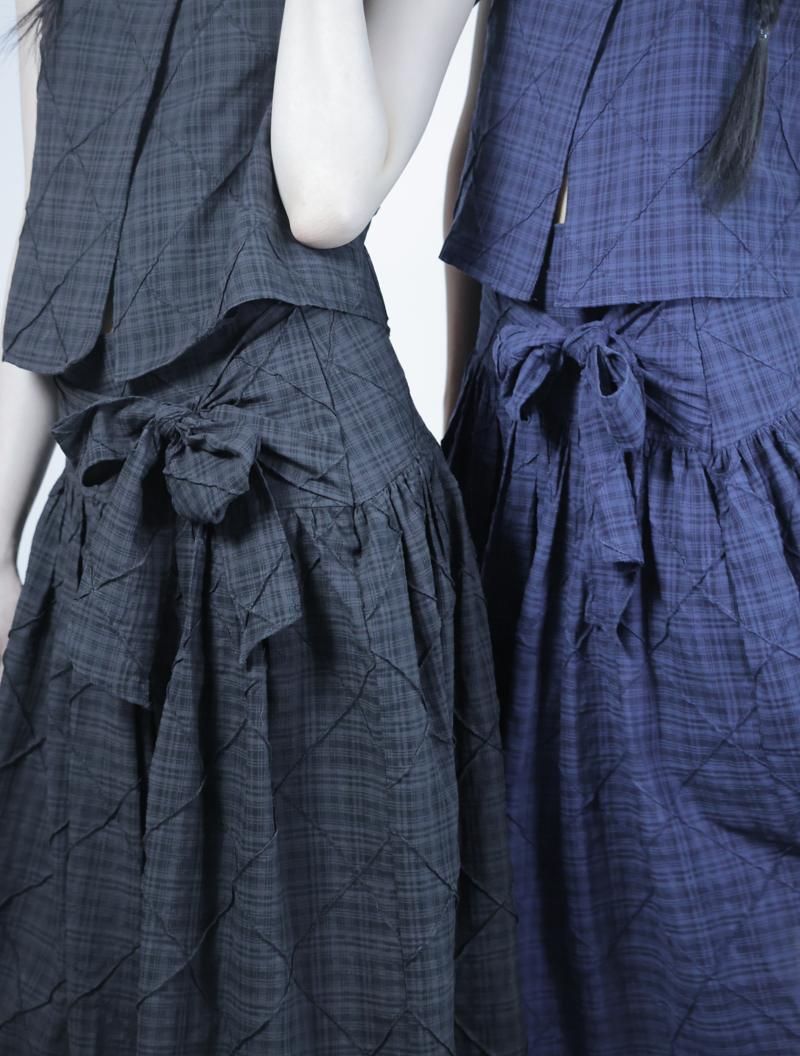 오드미 ODDME Cozy check set up -Black/Brown/Navy