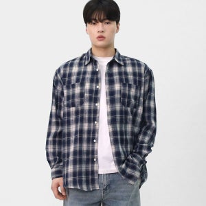 빌리버스 남자 루즈핏 체크 캐주얼 투포켓 남방 BGRS010