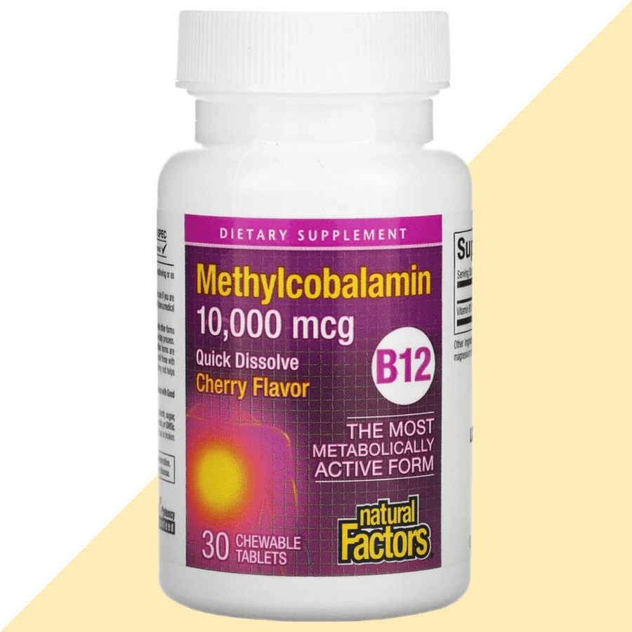 네추럴팩터스 비타민<b>B12 메틸코발라민 10000mcg</b> 체리맛 츄어블 30정