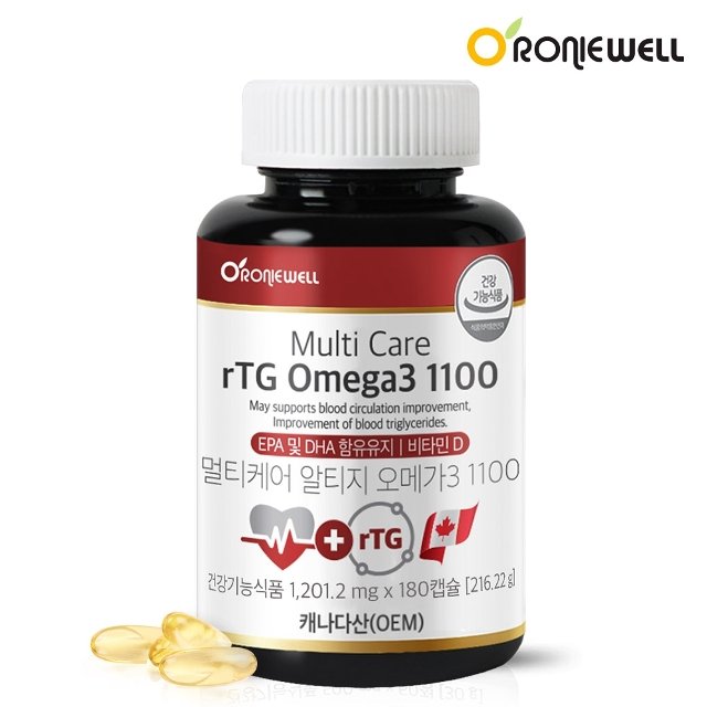 <b>로니웰</b> <b>로니웰</b> 멀티케어 알티지 <b>오메가3</b> 1100 180캡슐 (6개월분)