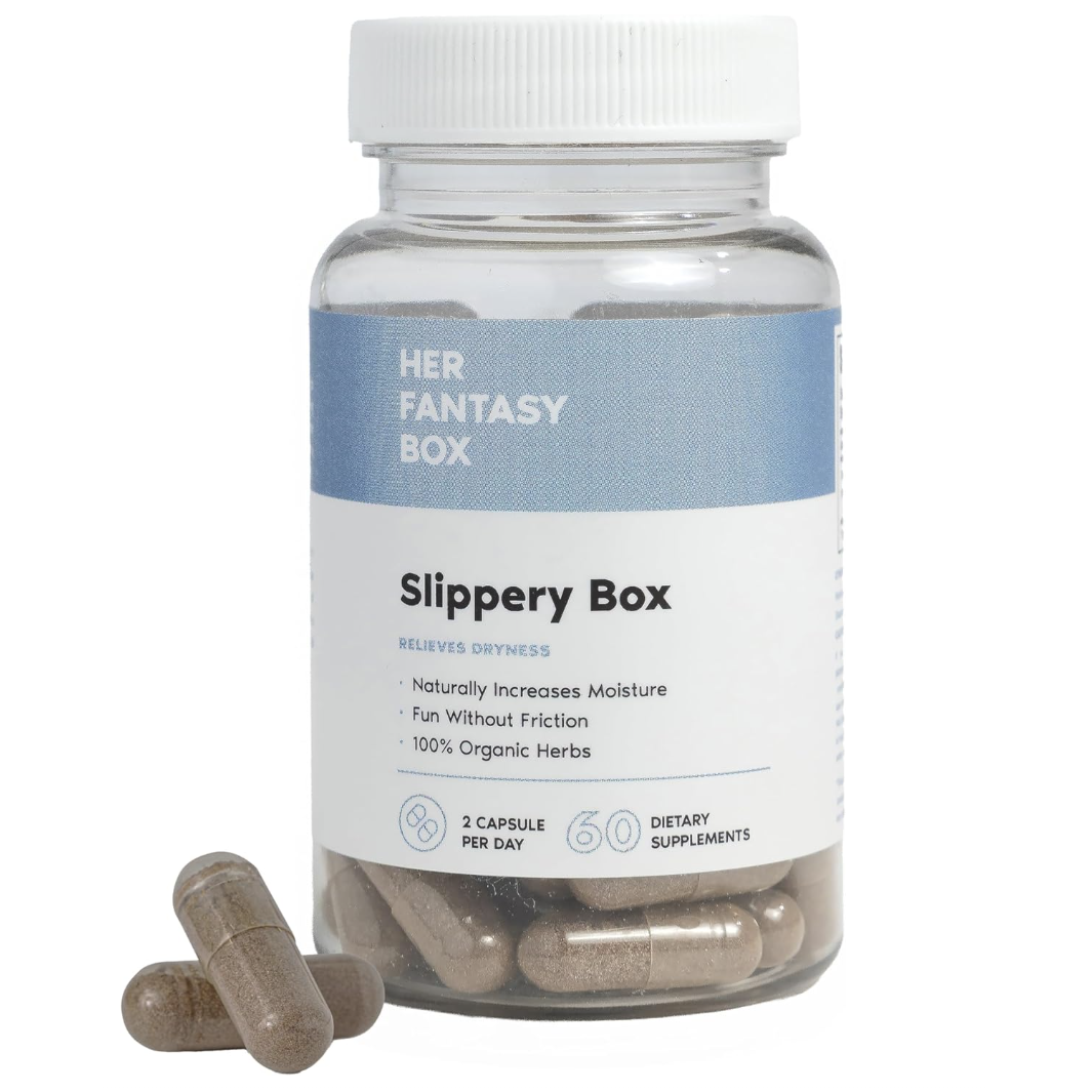 Her Fantasy Box <b>슬리퍼리</b> 박스 - 여성 건강 및 친밀 부위 보습 지원을 위한 <b>슬리퍼리 엘름</b> 캡슐 - 빠르게 작용하는 포뮬러  1개  60정