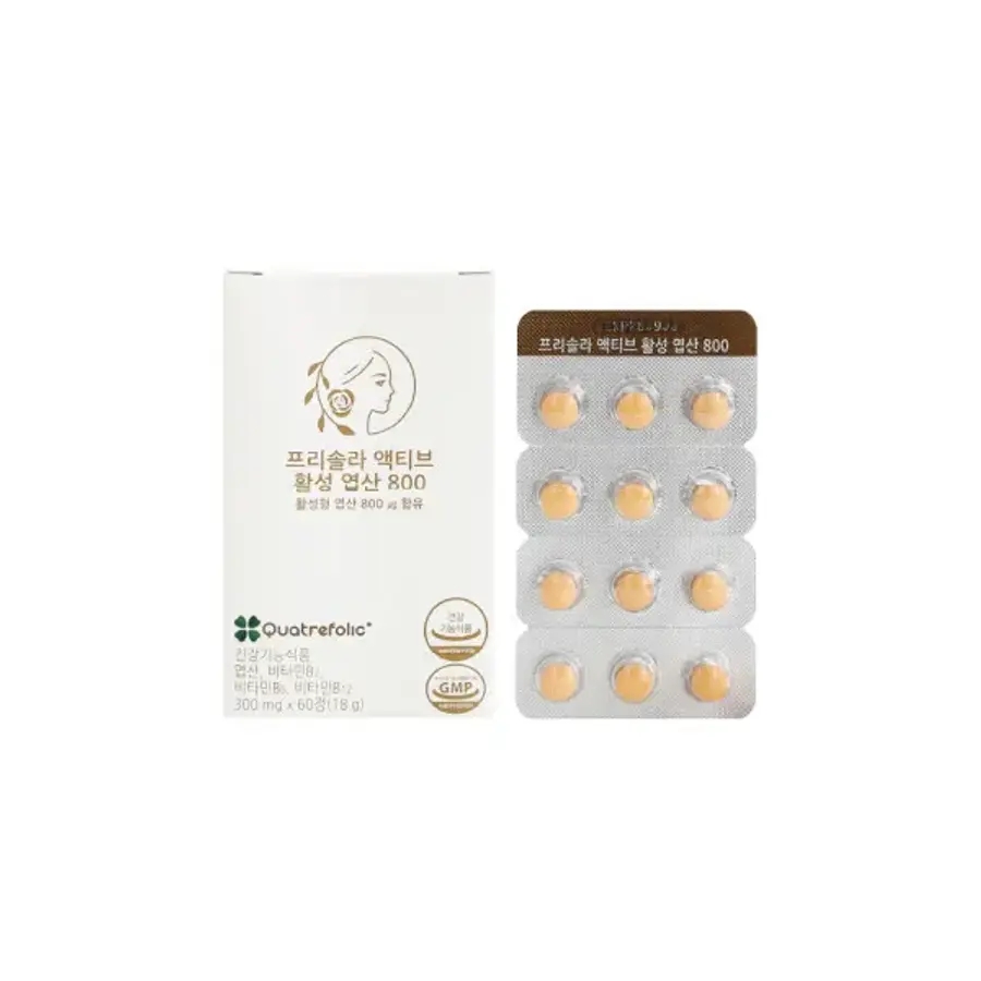 <b>프리솔라</b> 액티브 활성 엽산 800 60정 4세대 활성형 5-MTHF 임산부 <b>임신</b>준비