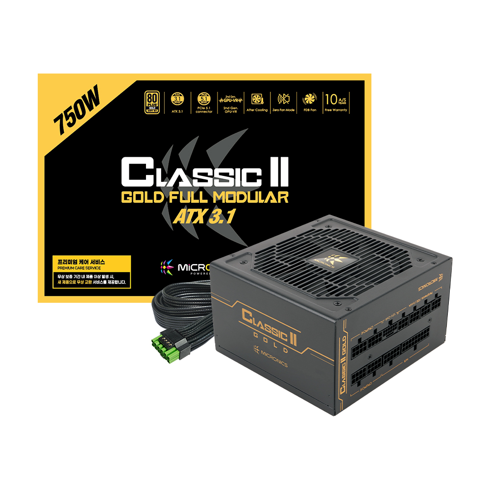 마이크로닉스 Classic II 750W 80PLUS골드 풀모듈러 ATX3.1, 블랙