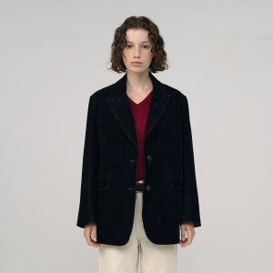 [헌치] Velvet Denim Peaked Jacket (2color)