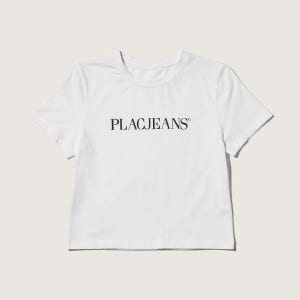 [플랙] 플랙 로고 베이직 크롭 티셔츠 화이트