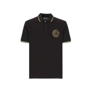 베르사체 자수 엠블럼 폴로 반팔티셔츠 블랙 남성 80GAGT04 CJ01T 899