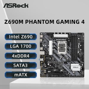 ASRock Z690M 팬텀 게이밍 4 마더보드 LGA 1700 인텔 Z690 지원 14900KF 12700K 12400F 12100F CPU DDR4 128GB M.2 HDMI 