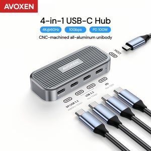 USB C 허브 4K 60Hz 비디오 전송 PD 100W 10Gbps 알루미늄 USB 3.2 Gen 2 허브 노트북 도킹 스테이션 타입 C 어댑터 USB 분배기
