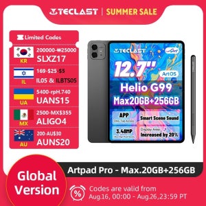 텍슬라스 아트패드 프로 12.7인치 2.2K UHD 디스플레이 20GB 램 (8+12 가상) 256GB 저장용량 Helio G99 10000mAh 배터리 30W 충전 안드로이드 1
