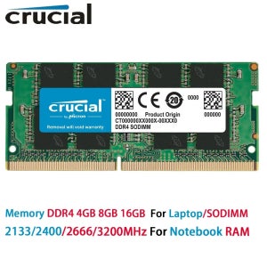 크루셜 메모리 노트북 램 DDR4 16GB 8GB 4GB 2133 2400 2666 3200MHz SODIMM PC4-17000 19200 21300 25600 인텔&AMD용 노트