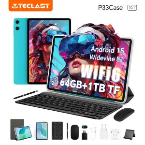 Teclast P33케이스 10.1인치 태블릿 안드로이드 15 9GB(3+6GB) 램 64GB ROM Allwinner A333 P33 케이스/키보드/마우스/스타일러스/헤드폰 60