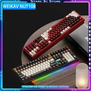 WEIKAV NUT108 기계식 키보드 알루미늄 합금 무선 트라이 모드 더블 가스켓 구조 사무용 게이밍 키보드 PC 액세서리
