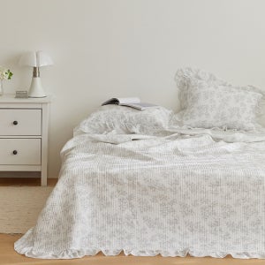 차가운 자연냉감 여름산책 풍기인견 프릴 여름차렵이불-쉐이드문(SS/Q/K)