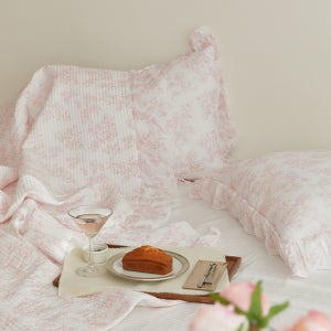 차가운 자연냉감 여름산책 풍기인견 프릴 여름차렵이불-로즈티타임(SS/Q/K)