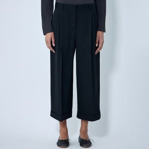 더로우 플리츠 커프트 헴 울 와이드 크롭 팬츠 블랙 10865W4369BLK 26 FW Lior 10865 W4369 BLK 153790911