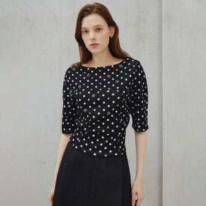 [아이잗컬렉션] 주얼 비딩 도트 자카드 니트 탑 (BLACK) CS4A1PO341