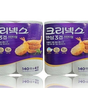 케이티알파쇼핑 크리넥스 안심3겹 키친타올 140매 4롤 x 2개(SH)