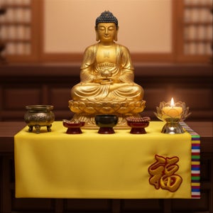 명상 기도 불상 테이블보 복자수 전통 비단 매트E678, najin