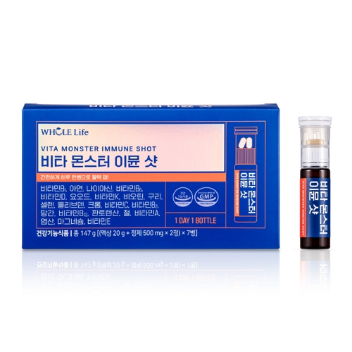 <b>홀라이프</b> 비타 몬스터 이뮨 샷 (액상 20g + 정제 500mg x 2정) x 7개입, 4개