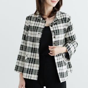 엘란체크린넨자켓