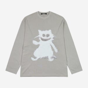 [퍼스널 오운] 매드캣 롱슬리브 티셔츠_그레이 P/O-AW24-1071-GY