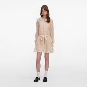 셀프포트레이트 탠 플리츠 조제트 미니 드레스 RS26-034S-T