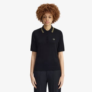 [프레드페리 어패럴] [womens] 팁드 니트 셔츠 - 블랙/샴페인 AFPF2612125-90A