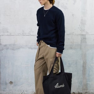 [쿠메] Logo Embroidered Canvas Bag, Navy KM-26SS-BG02-NV