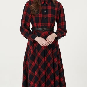 [키이스] 앤체크 레드 원피스 KE23W1FRD4275