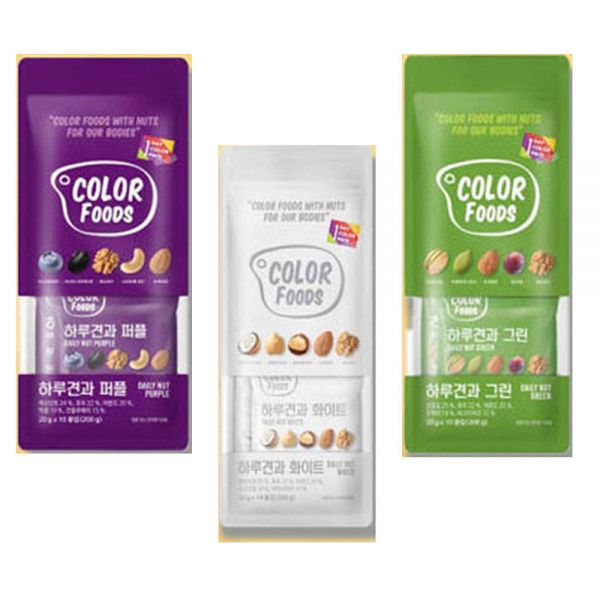 컬러푸드 하루견과 퍼플 화이트 그린 20g x 30봉 <b>원데이</b> 견과류 믹스 답례품 선물 세트 [( )]  하루견과 <b>프로틴</b><b>밸런스</b> 20gx30봉