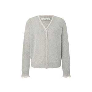 [더틸버리] 레이스 배색 니트 카디건 (LIGHT GREY) TS4M1CD531