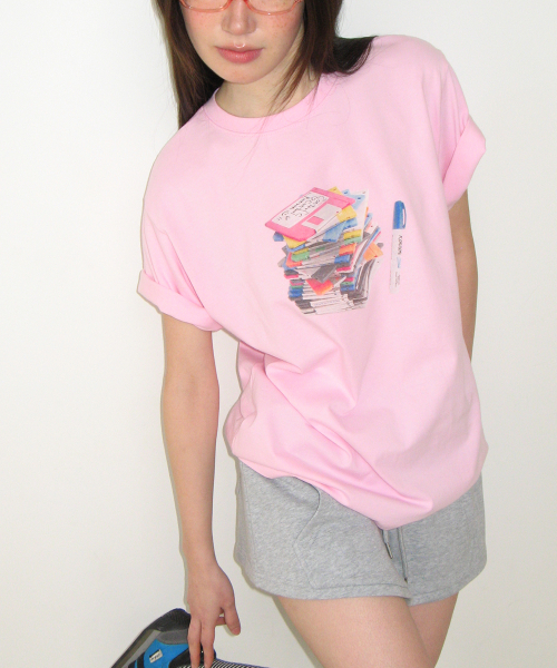 [론론] FLOPPY DISK BASIC FIT T SHIRT SOFT PINK RR26AST5546SP