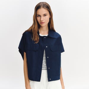 [그레이데시온] 드롭숄더 크롭 셔츠 NAVY