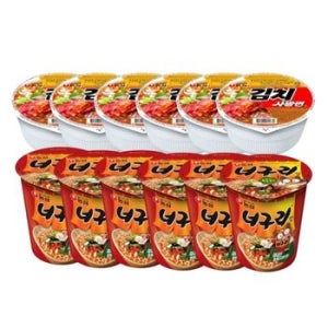 농심 김치 사발면 86g x 6개 + 농심 너구리 컵 62g x 6개