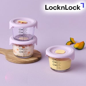 락앤락 리틀럽 이유식용기 원형 실리콘캡 260ml 3P(라벤더) 유아식기 아기간식 보관용기 LLG514S3VOL