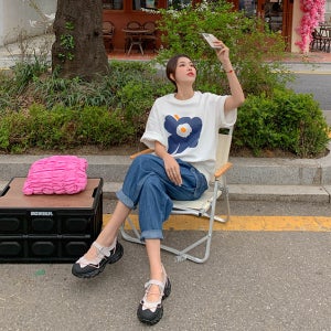 [기획세일15%]빅플라워 나염 반팔 맨투맨