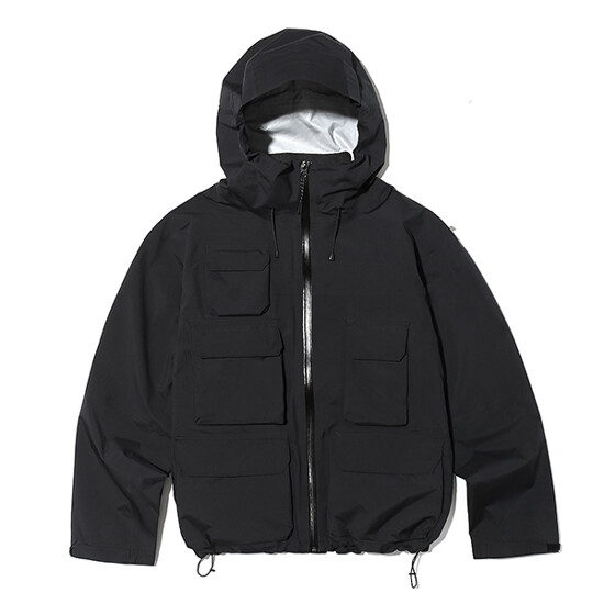 페치 3layer Hooded Cargo Jacket Black