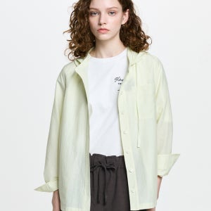 [헤지스 여성] 린넨 혼방 후드 셔켓 라임 HSSH6B321L1