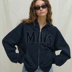 [마이스] BOUCLE LOGO ZIP-UP HOODIE / NAVY 202607